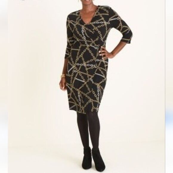 Chico's Soft Knit Dress With Chain Print. Dark Academia , Whimsigoth,  Soft Knit - Picture 11 of 11